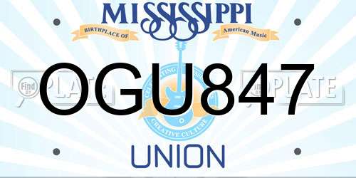 OGU847 Mississippi License Plate