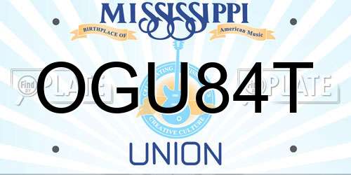 OGU84T Mississippi License Plate