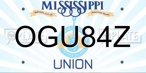 OGU84Z Mississippi License Plate