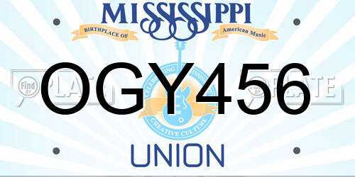 OGY456 Mississippi License Plate