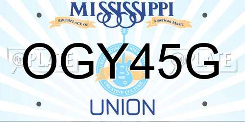 OGY45G Mississippi License Plate