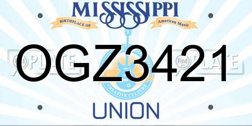 OGZ3421 Mississippi License Plate