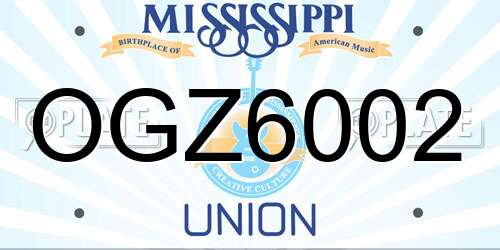 OGZ6002 Mississippi License Plate