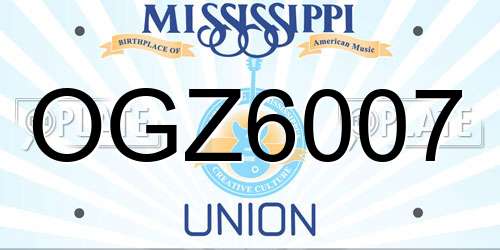 OGZ6007 Mississippi License Plate
