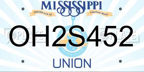 OH2S452 Mississippi License Plate