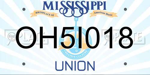 OH5I018 Mississippi License Plate