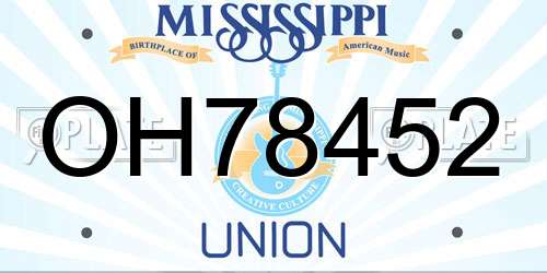 OH78452 Mississippi License Plate