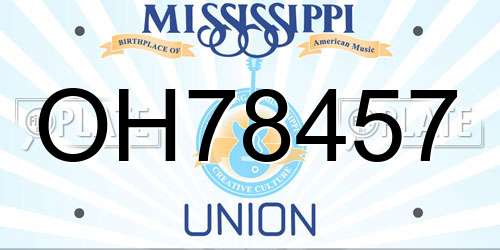 OH78457 Mississippi License Plate