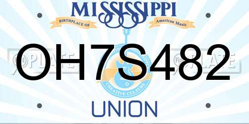 OH7S482 Mississippi License Plate