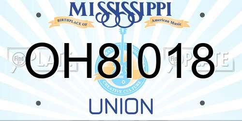 OH8I018 Mississippi License Plate