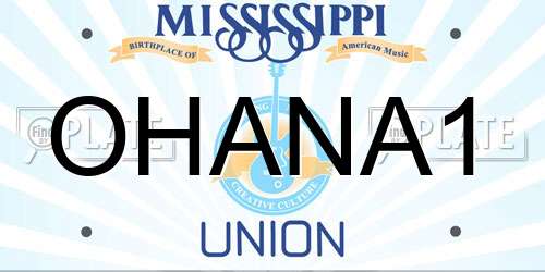 OHANA1 Mississippi License Plate