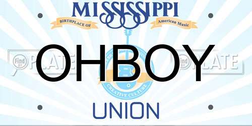 OHBOY Mississippi License Plate
