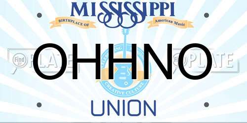 OHHNO Mississippi License Plate