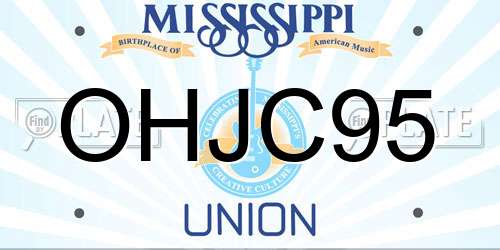 OHJC95 Mississippi License Plate