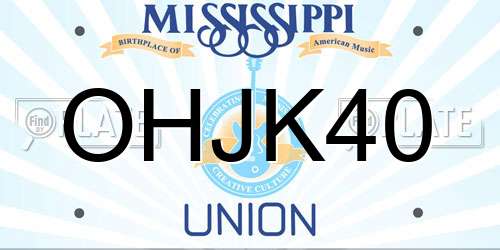 OHJK40 Mississippi License Plate