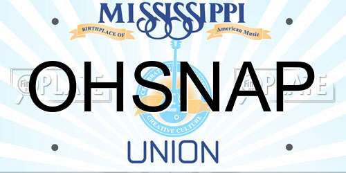 OHSNAP Mississippi License Plate