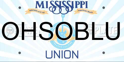 OHSOBLU Mississippi License Plate