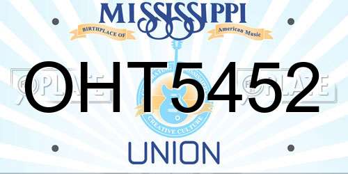 OHT5452 Mississippi License Plate