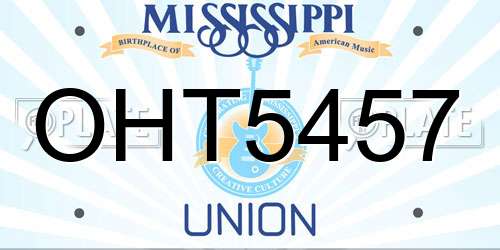 OHT5457 Mississippi License Plate