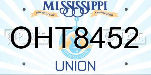 OHT8452 Mississippi License Plate