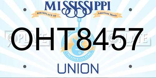 OHT8457 Mississippi License Plate