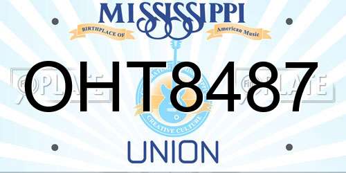 OHT8487 Mississippi License Plate
