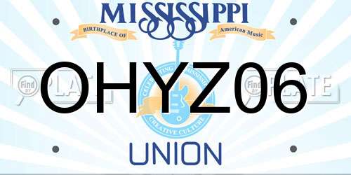 OHYZ06 Mississippi License Plate