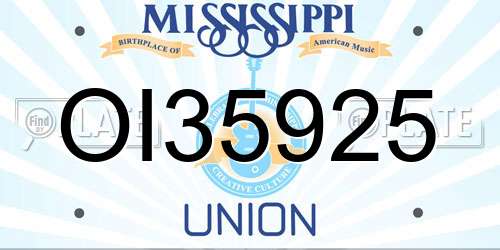 OI35925 Mississippi License Plate