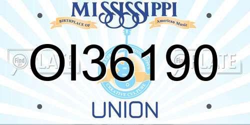 OI36190 Mississippi License Plate