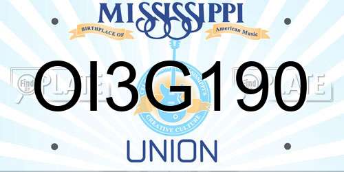 OI3G190 Mississippi License Plate