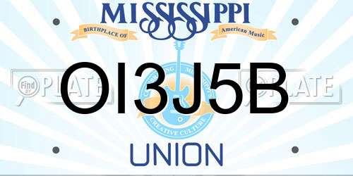 OI3J5B Mississippi License Plate