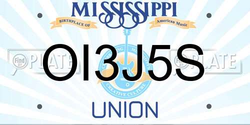 OI3J5S Mississippi License Plate