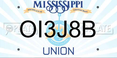 OI3J8B Mississippi License Plate