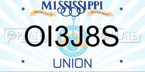 OI3J8S Mississippi License Plate