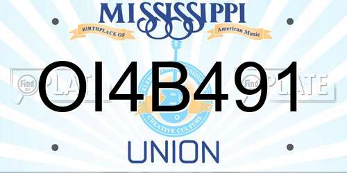 OI4B491 Mississippi License Plate