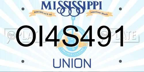 OI4S491 Mississippi License Plate