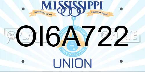 OI6A722 Mississippi License Plate