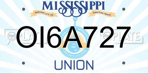 OI6A727 Mississippi License Plate