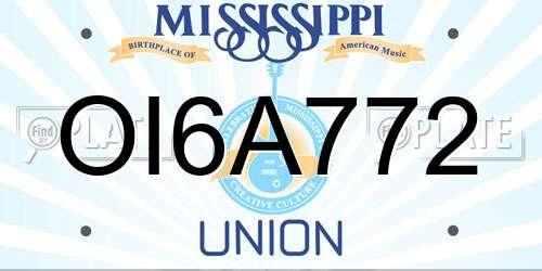 OI6A772 Mississippi License Plate