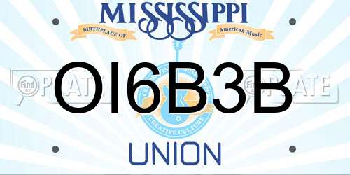 OI6B3B Mississippi License Plate