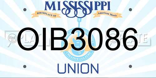 OIB3086 Mississippi License Plate