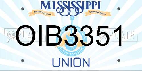 OIB3351 Mississippi License Plate