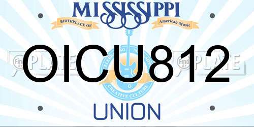 OICU812 Mississippi License Plate