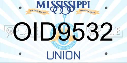 OID9532 Mississippi License Plate