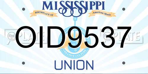 OID9537 Mississippi License Plate