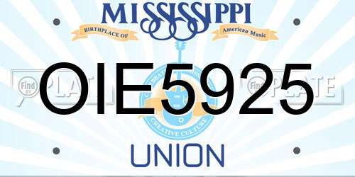 OIE5925 Mississippi License Plate