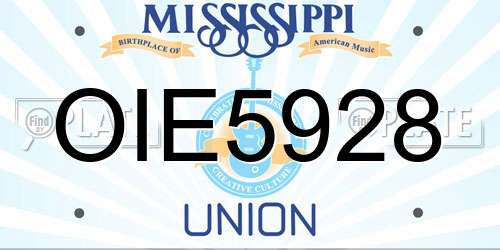 OIE5928 Mississippi License Plate
