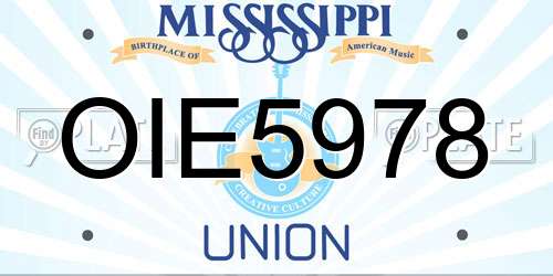 OIE5978 Mississippi License Plate