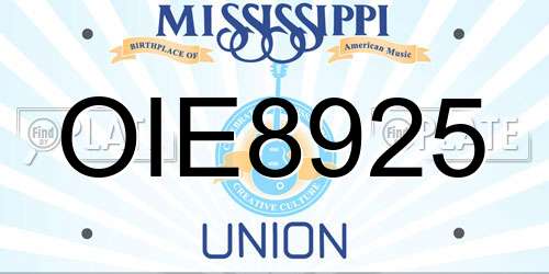 OIE8925 Mississippi License Plate