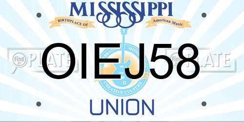 OIEJ58 Mississippi License Plate